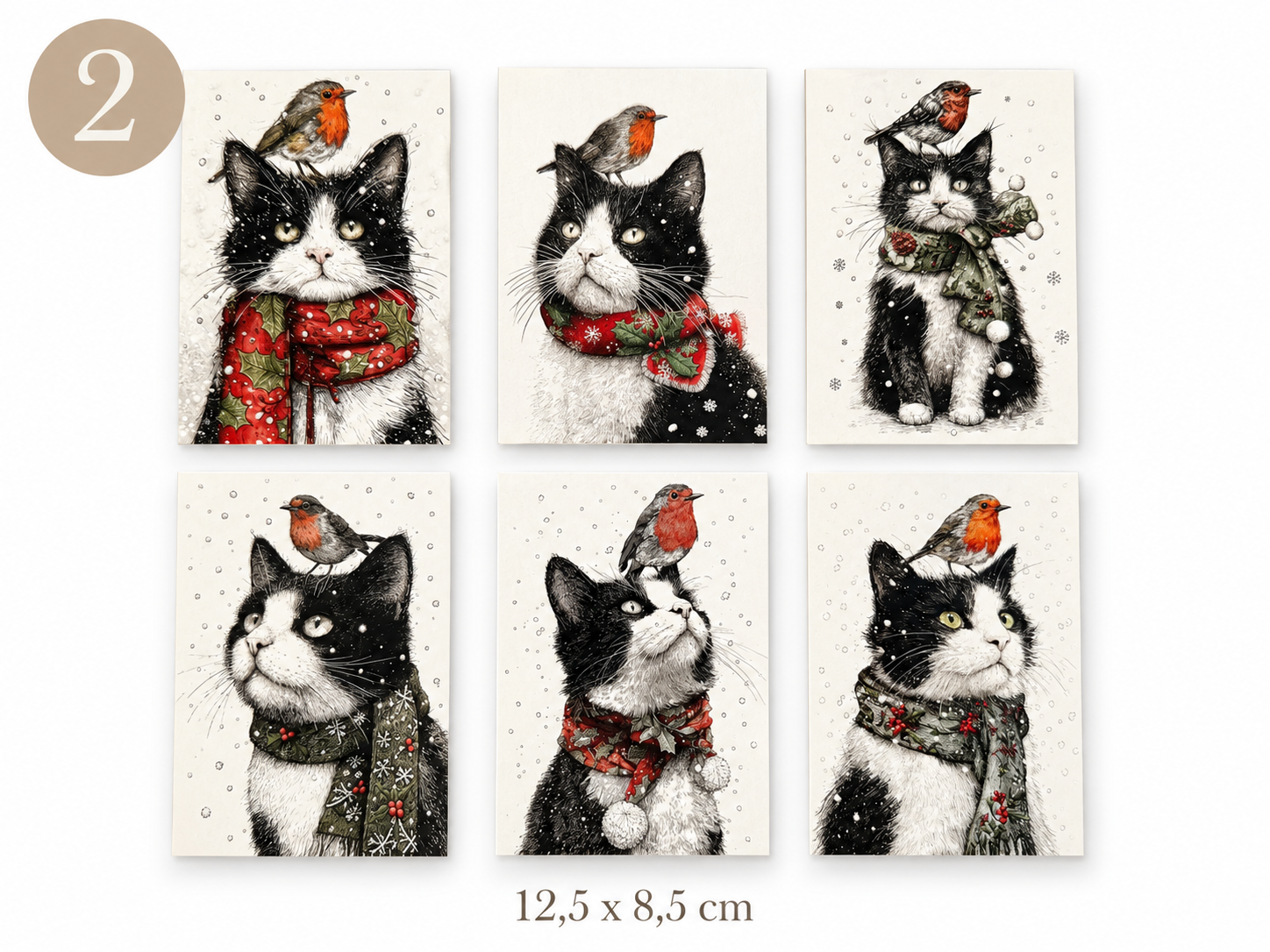 Kerstkaartjes met enveloppe 6x - Afbeelding 3
