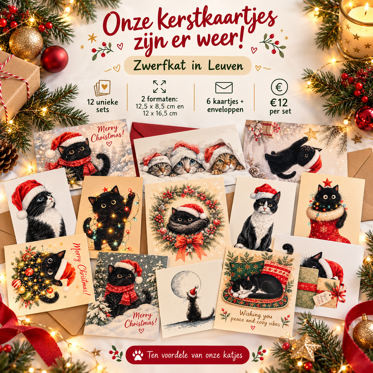 Kerstkaartjes met enveloppe 6x